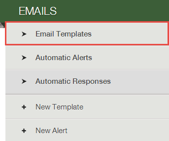 Email Templates menu