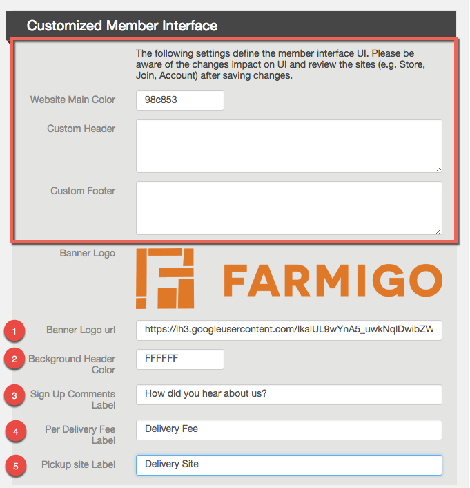 Customized Member Interface settings