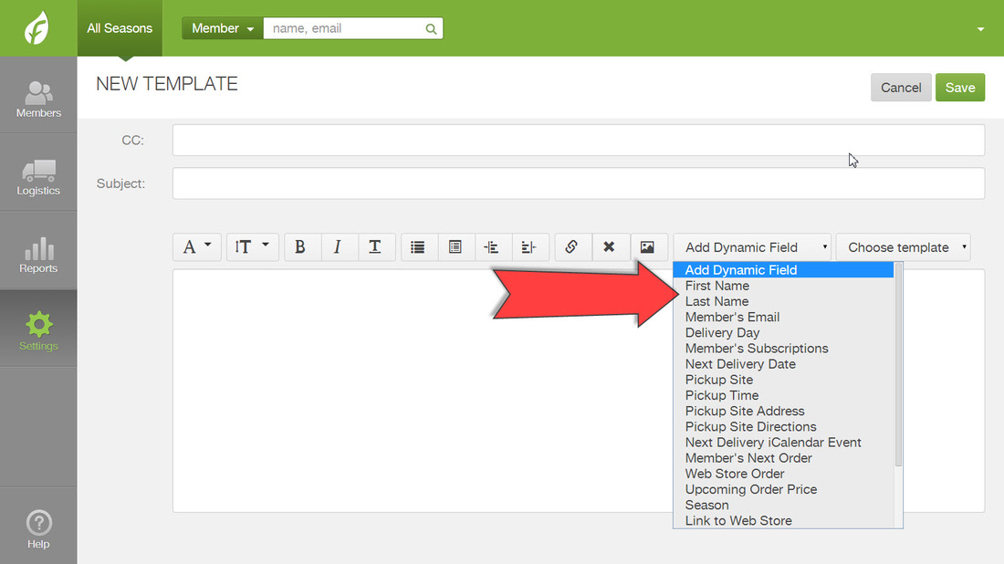 Add Dynamic Field dropdown