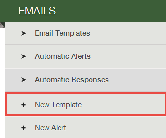 New Template menu