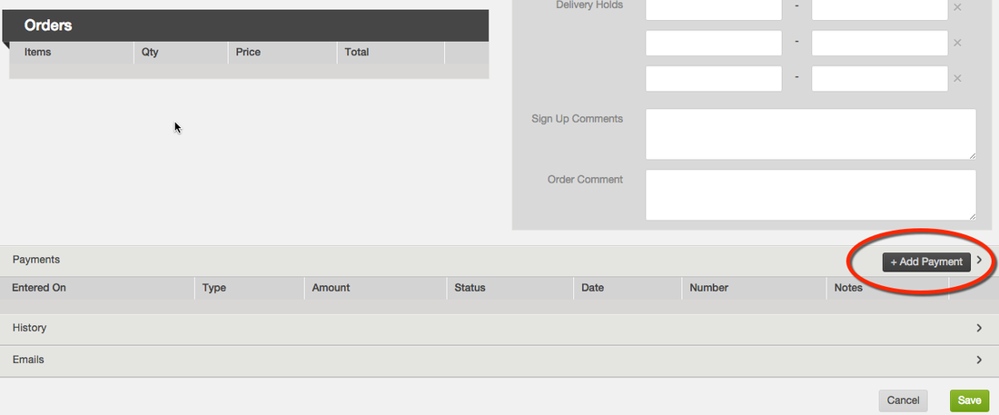 Member account with the Add Payment button highlighted