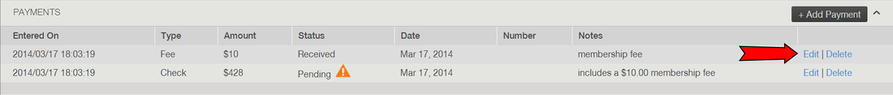 Edit or delete an existing payment