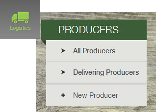 Logistics page Producer section with All Producers and Delivering Producers links