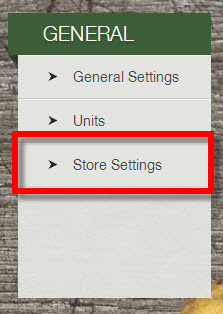 Settings menu with Store Settings under General