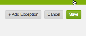 Add Exception button in the upper right corner of the Item Exceptions tab